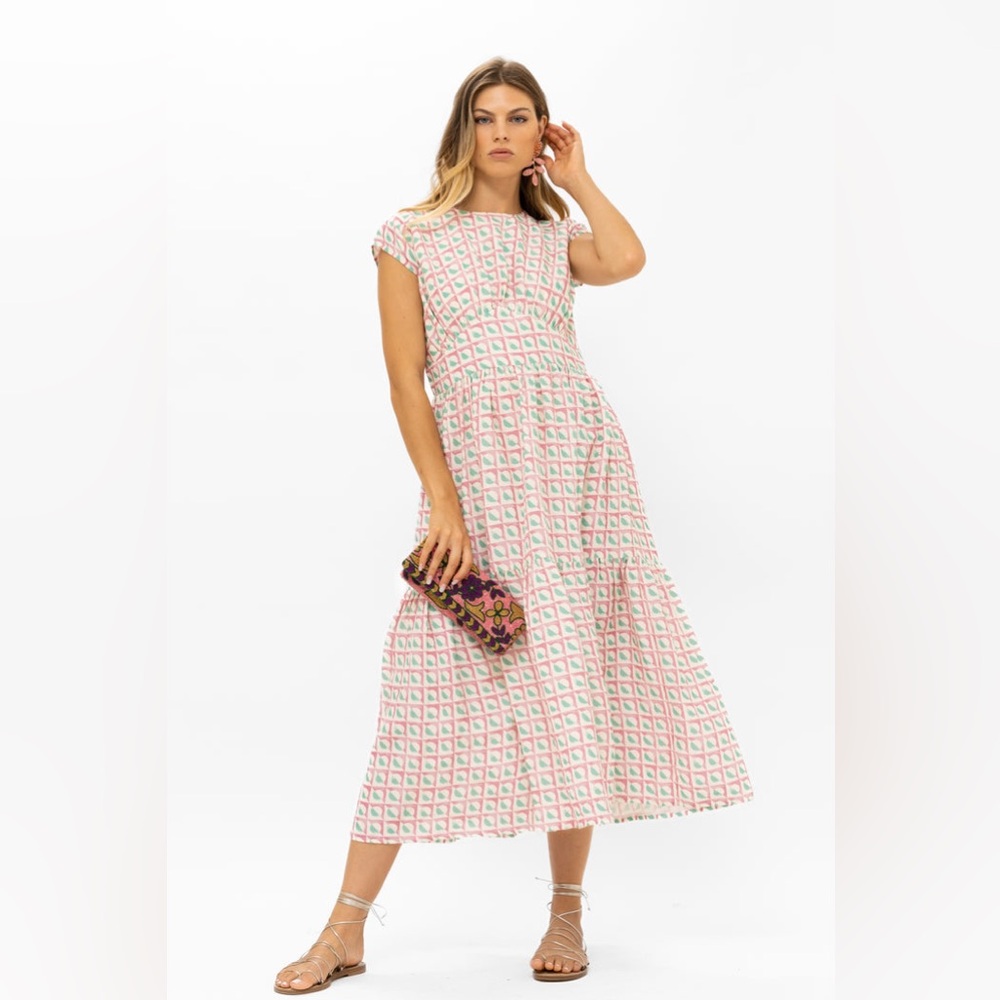 OLIPHANTDESIGN CAP SLEEVE MIDI- CIRQUE ROSE